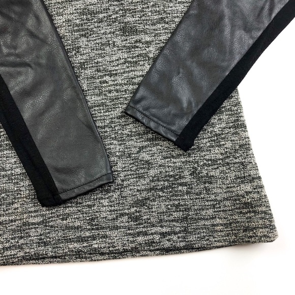 ASOS Faux Leather Sleeve Heather Gray Top A203 - Picture 7 of 8